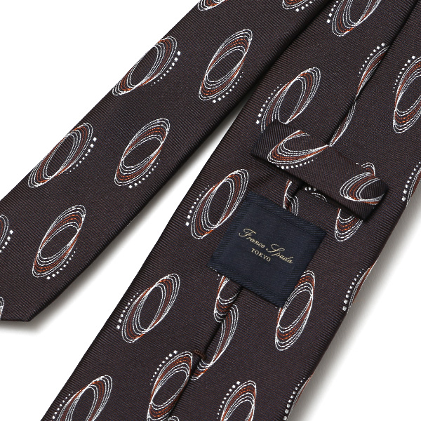  ネクタイ ブランド ビジネス 日本製 柄 メンズ シルク ギフト プレゼント 誕生日 父の日 クリスマス 男性 ブラウン 茶 茶色 総柄 ドット ネクタイ シルクタイ レギュラー幅 フォーマル クラシック フランコ スパダ(Franco Spada)