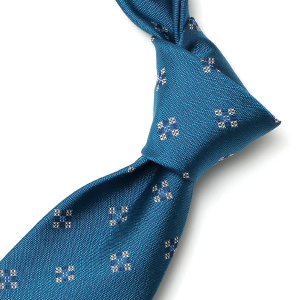  【2023春夏新作】Franco Spada(フランコスパダ) ネクタイ 日本製 シルク100％ ターコイズ ブルー ネイビー 青色 小紋柄 国産 ブランド 結婚式 披露宴 ビジネス 30代 40代 50代 プレゼント ギフト 父の日 誕生日 男性 彼氏 旦那 夫 メンズ