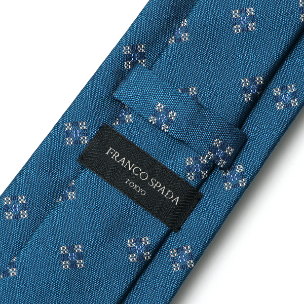  【2023春夏新作】Franco Spada(フランコスパダ) ネクタイ 日本製 シルク100％ ターコイズ ブルー ネイビー 青色 小紋柄 国産 ブランド 結婚式 披露宴 ビジネス 30代 40代 50代 プレゼント ギフト 父の日 誕生日 男性 彼氏 旦那 夫 メンズ