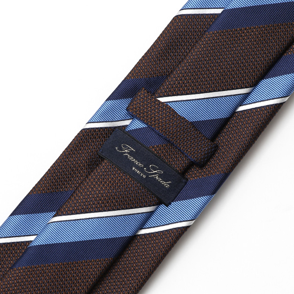  【2023春夏新作】Franco Spada(フランコスパダ) ネクタイ 化粧箱付き ブラウン 茶 茶色 ストライプ レジメンタル 日本製 ブランド シルク 100％  おしゃれ 上品 シンプル 高級 紳士 メンズ 男性 プレゼント ギフト 結婚式 披露宴 ビジネス 父の日