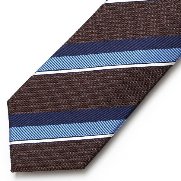  【2023春夏新作】Franco Spada(フランコスパダ) ネクタイ 化粧箱付き ブラウン 茶 茶色 ストライプ レジメンタル 日本製 ブランド シルク 100％  おしゃれ 上品 シンプル 高級 紳士 メンズ 男性 プレゼント ギフト 結婚式 披露宴 ビジネス 父の日