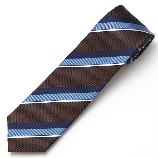  【2023春夏新作】Franco Spada(フランコスパダ) ネクタイ 化粧箱付き ブラウン 茶 茶色 ストライプ レジメンタル 日本製 ブランド シルク 100％  おしゃれ 上品 シンプル 高級 紳士 メンズ 男性 プレゼント ギフト 結婚式 披露宴 ビジネス 父の日