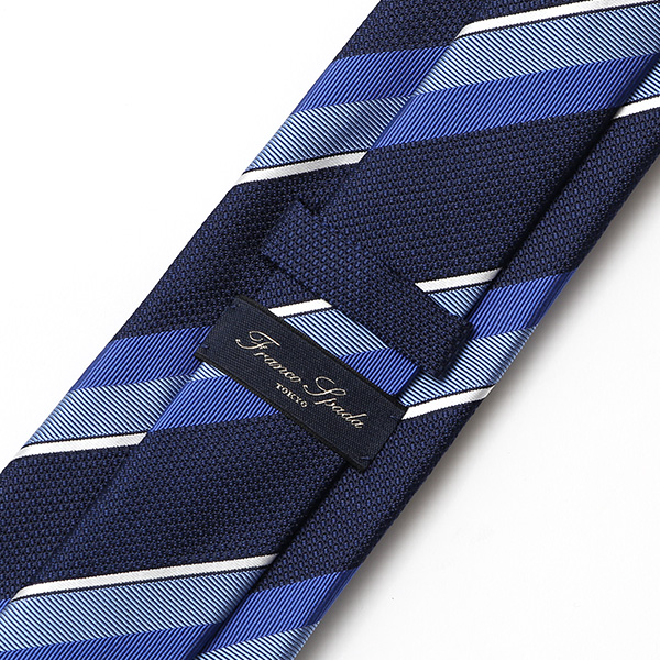 【2023春夏新作】Franco Spada(フランコスパダ) ネクタイ 化粧箱付き ブルー ネイビー 青色 ストライプ レジメンタル 日本製 ブランド シルク 100% おしゃれ 上品 シンプル 高級 紳士 メンズ 男性 プレゼント ギフト 結婚式 披露宴 ビジネス 父の日