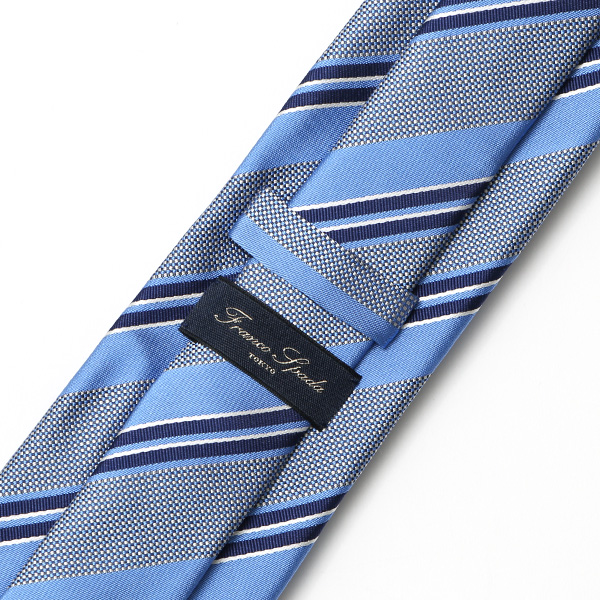  【2023春夏新作】Franco Spada(フランコスパダ) ネクタイ 化粧箱付き ブルー ネイビー 青色 レジメンタル ストライプ 日本製 国産 シルク 100％ ブランド 20代 30代 40代 ビジネス 社会人 フォーマル 就職祝い 新社会人 プレゼント ギフト 男性 メンズ