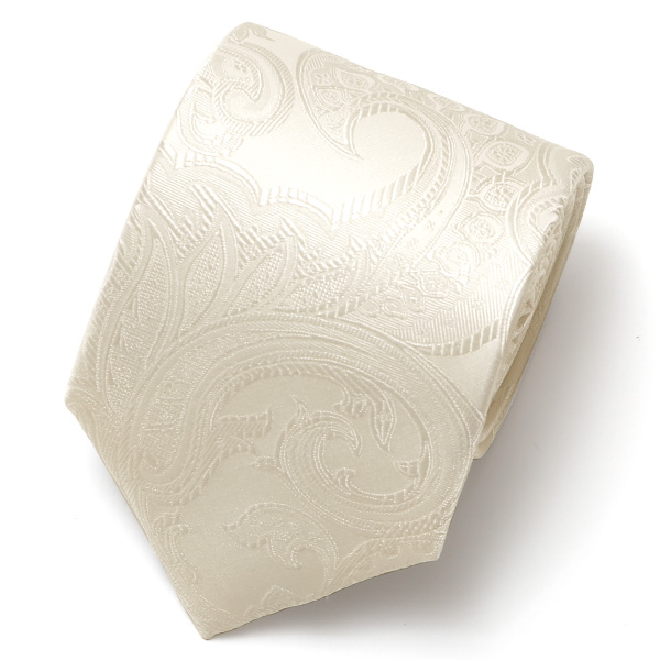 フランコ スパダ(Franco Spada) ネクタイ 冠婚葬祭 ペイズリー ホワイト