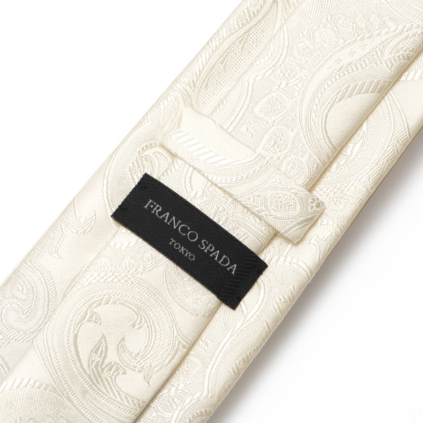  創業70年 高級ネクタイ専門ブランド 結婚式 披露宴 日本製 ネクタイ 白 ペイズリー柄 ホワイト 無地 礼装 慶事用 冠婚葬祭 フォーマル 化粧箱付き パーティー 40代 50代 60代 上品 紳士 メンズ 男性 京都 国産 ブランド Franco Spada(フランコスパダ)