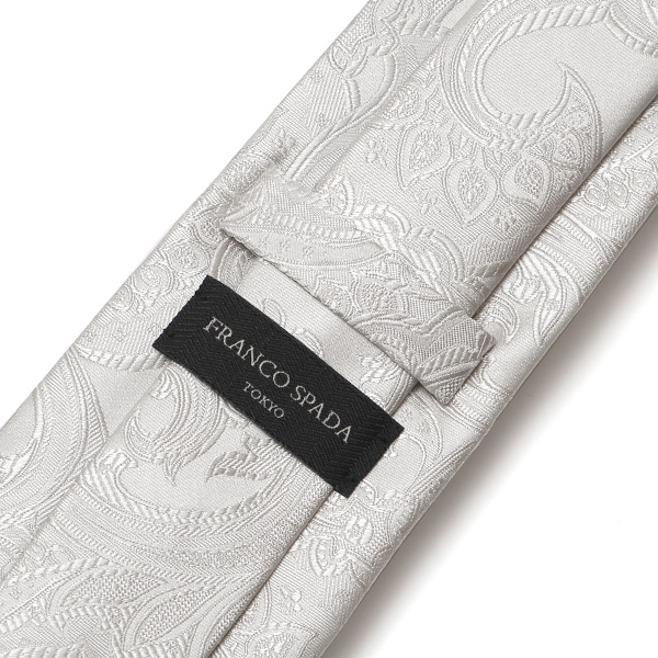  創業70年 高級ネクタイ専門ブランド 結婚式 披露宴 日本製 ネクタイ シルバー ペイズリー柄 銀色 無地 礼装 慶事用 冠婚葬祭 フォーマル 化粧箱付き パーティー 40代 50代 60代 上品 紳士 メンズ 男性 京都 国産 ブランド Franco Spada(フランコスパダ)