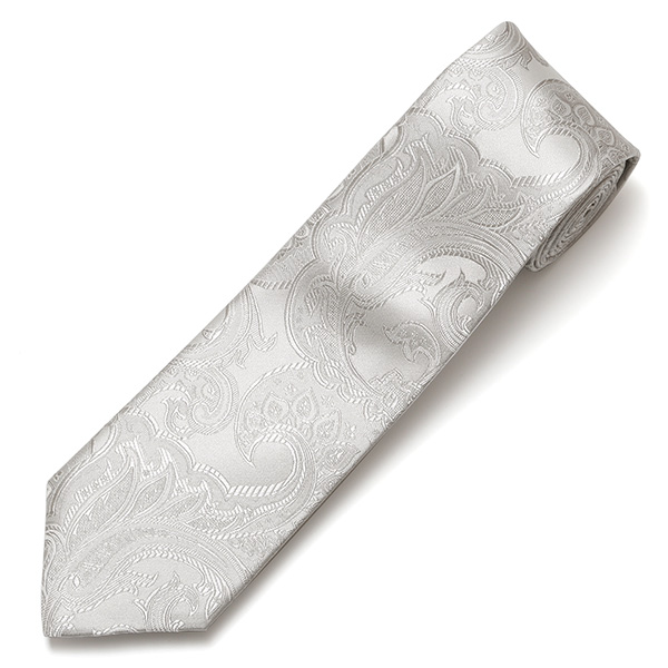  創業70年 高級ネクタイ専門ブランド 結婚式 披露宴 日本製 ネクタイ シルバー ペイズリー柄 銀色 無地 礼装 慶事用 冠婚葬祭 フォーマル 化粧箱付き パーティー 40代 50代 60代 上品 紳士 メンズ 男性 京都 国産 ブランド Franco Spada(フランコスパダ)