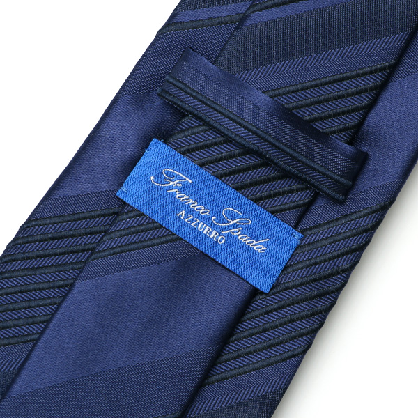  フランコスパダ ネクタイ レジメンタル 単色 シルク 日本製 ブルー ネイビー 青色 化粧箱付き 高級感 結婚式 披露宴 スーツ ビジネス フォーマル 30代 40代 50代 60代 シンプル おしゃれ かっこいい 西陣織 京丹後 Franco Spada