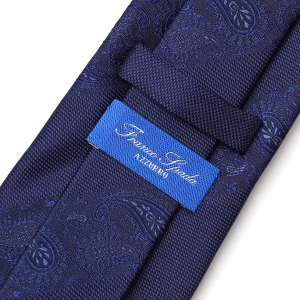  フランコスパダ ネクタイ ペイズリー ストライプ シルク 無地 単色 ブルー ネイビー 青色 化粧箱付き 結婚式 披露宴 スーツ ビジネス フォーマル 高級 30代 40代 50代 60代 シンプル おしゃれ かっこいい 西陣織 京丹後 Franco Spada