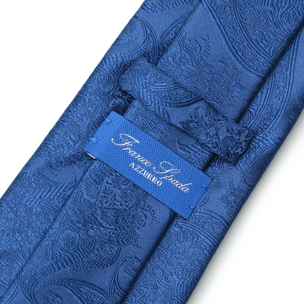  フランコスパダ ネクタイ ペイズリー柄 ブランド シルク 日本製  ブルー ネイビー 青色 化粧箱付き 結婚式 披露宴 冠婚葬祭 高級 スーツ 30代 40代 50代 60代 シンプル おしゃれ かっこいい 西陣織 京丹後 Franco Spada