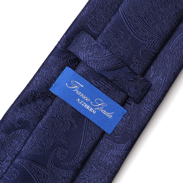  フランコスパダ ネクタイ ペイズリー柄 ブランド シルク 日本製  ブルー ネイビー 青色 化粧箱付き 結婚式 披露宴 冠婚葬祭 高級 スーツ 30代 40代 50代 60代 シンプル おしゃれ かっこいい 西陣織 京丹後 Franco Spada