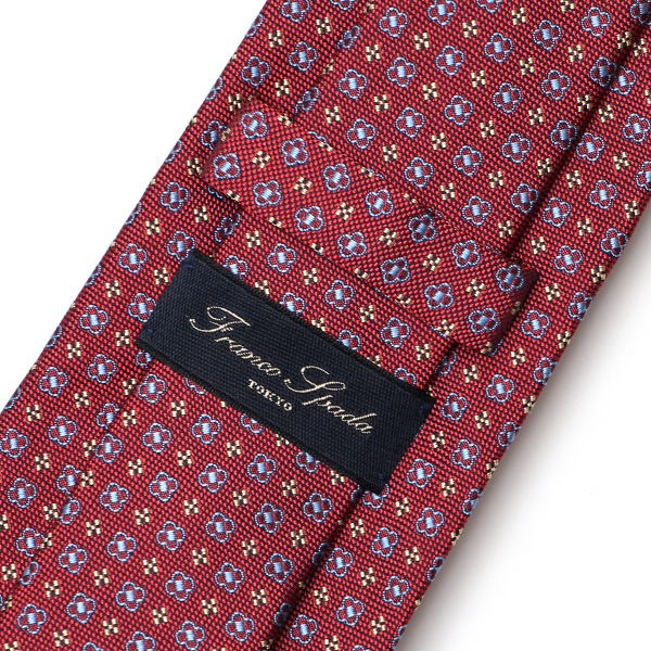  フランコスパダ ネクタイ 小紋柄 小花 花柄 ブランド シルク レッド ワイン 赤色 結婚式 披露宴 スーツ ビジネス フォーマル 高級 30代 40代 50代 60代 お祝い プレゼント ギフト シンプル おしゃれ かっこいい 西陣織 京丹後 Franco Spada