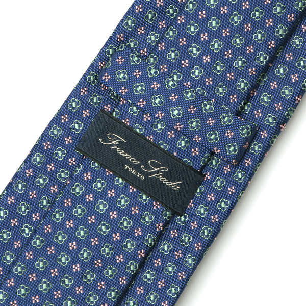  フランコスパダ ネクタイ 小紋柄 小花 花柄 ブランド シルク ブルー ネイビー 青色 結婚式 披露宴 スーツ ビジネス フォーマル 高級 30代 40代 50代 60代 お祝い プレゼント ギフト シンプル おしゃれ かっこいい 西陣織 京丹後 Franco Spada
