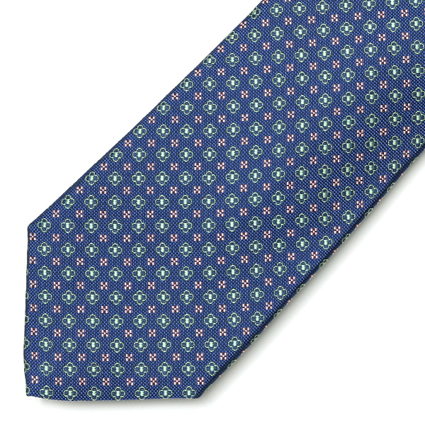  フランコスパダ ネクタイ 小紋柄 小花 花柄 ブランド シルク ブルー ネイビー 青色 結婚式 披露宴 スーツ ビジネス フォーマル 高級 30代 40代 50代 60代 お祝い プレゼント ギフト シンプル おしゃれ かっこいい 西陣織 京丹後 Franco Spada