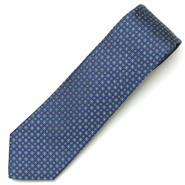  フランコスパダ ネクタイ 小紋柄 小花 花柄 ブランド シルク ブルー ネイビー 青色 結婚式 披露宴 スーツ ビジネス フォーマル 高級 30代 40代 50代 60代 お祝い プレゼント ギフト シンプル おしゃれ かっこいい 西陣織 京丹後 Franco Spada