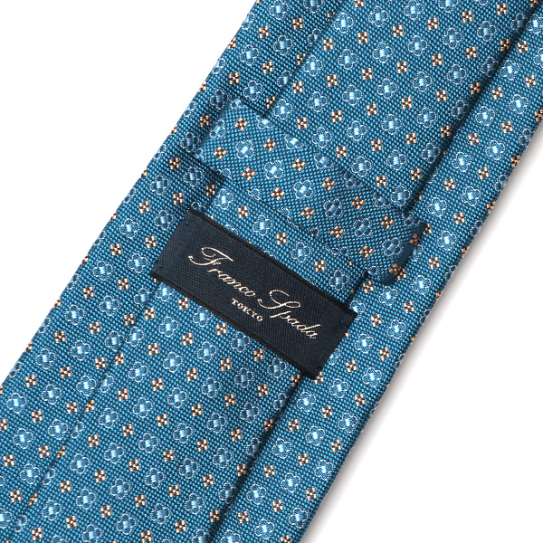  フランコスパダ ネクタイ 小紋柄 小花 花柄 ブランド シルク ターコイズ ブルー ネイビー 青色 結婚式 披露宴 スーツ ビジネス フォーマル 高級 30代 40代 50代 60代 お祝い プレゼント ギフト シンプル おしゃれ かっこいい 西陣織 京丹後 Franco Spada