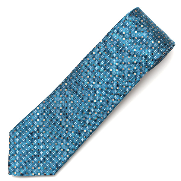  フランコスパダ ネクタイ 小紋柄 小花 花柄 ブランド シルク ターコイズ ブルー ネイビー 青色 結婚式 披露宴 スーツ ビジネス フォーマル 高級 30代 40代 50代 60代 お祝い プレゼント ギフト シンプル おしゃれ かっこいい 西陣織 京丹後 Franco Spada