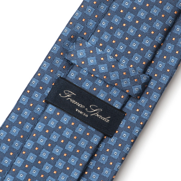  フランコスパダ ネクタイ ドット 小紋柄 日本製 ブランド シルク ブルー ネイビー 青色 化粧箱付き ギフト プレゼント 30代 40代 50代 60代 就職祝い 進学祝い 結婚式 披露宴 スーツ ビジネス フォーマル 高級 西陣織 京丹後 Franco Spada