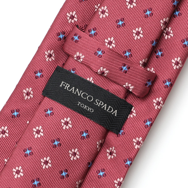  フランコスパダ ネクタイ 小花柄 花柄 小紋柄 日本製 ブランド レッド ワイン 赤色 プレゼント ギフト 化粧箱付き 結婚式 披露宴 スーツ ビジネス フォーマル 高級 30代 40代 50代 60代 シンプル 使いやすい 合わせやすい 就職祝い Franco Spada