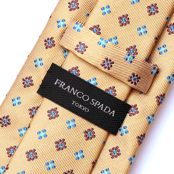  フランコスパダ ネクタイ 小花柄 花柄 小紋柄 日本製 ブランド イエロー 黄色 プレゼント ギフト 化粧箱付き 結婚式 披露宴 スーツ ビジネス フォーマル 高級 30代 40代 50代 60代 シンプル 使いやすい 合わせやすい 就職祝い Franco Spada