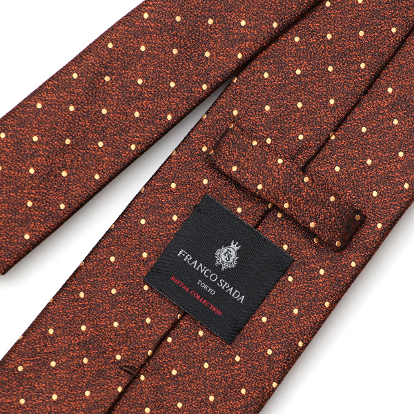  フランコスパダ ネクタイ ドット柄 ピンドット 京都産 シルク100％ 日本製 ブランド 手縫い 結婚式 化粧箱付き ブラウン 茶 茶色 ビジネス 仕事 披露宴 スーツ フォーマル 30代 40代 50代 60代 シンプル おしゃれ 高級 西陣織 京丹後 Franco Spada