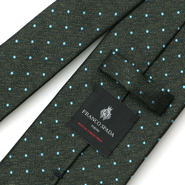  フランコスパダ ネクタイ ドット柄 ピンドット 京都産 シルク100％ 日本製 ブランド 手縫い 結婚式 化粧箱付き グリーン 緑色 ビジネス 仕事 披露宴 スーツ フォーマル 30代 40代 50代 60代 シンプル おしゃれ 高級 西陣織 京丹後 Franco Spada