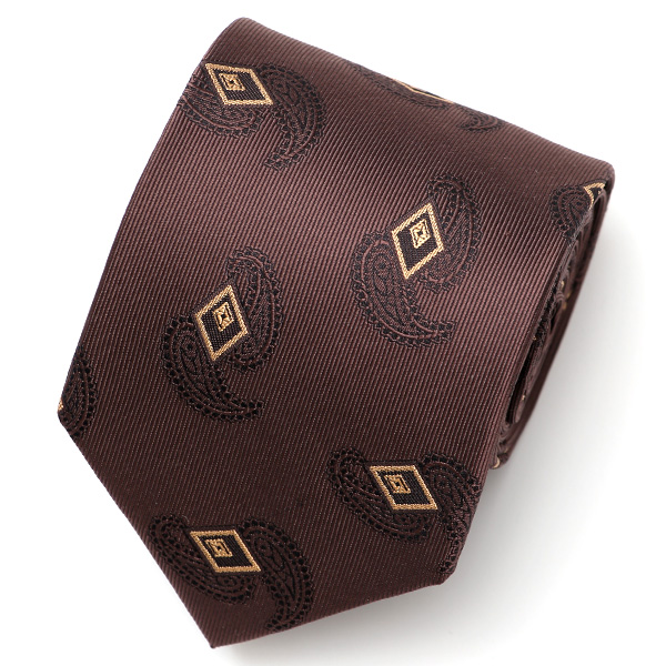 フランコ スパダ(Franco Spada) ペイズリー 小紋柄 手縫い ネクタイ [fra0082] ブラウン