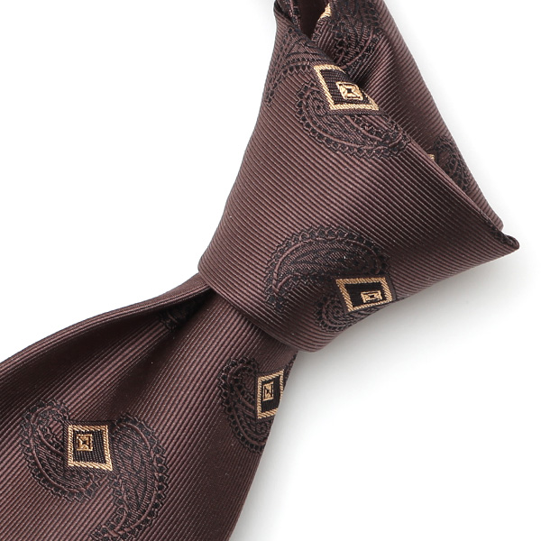 フランコスパダ ネクタイ ペイズリー 小紋柄 京都産 シルク100% 日本製 ブランド 手縫い 結婚式 化粧箱付き ブラウン 茶 茶色 ビジネス 仕事 披露宴 スーツ フォーマル 30代 40代 50代 60代 シンプル おしゃれ 高級 西陣織 京丹後 Franco Spada