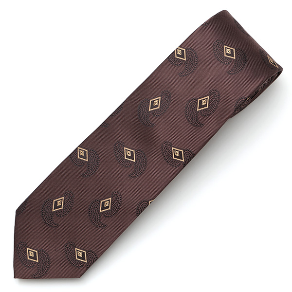 フランコスパダ ネクタイ ペイズリー 小紋柄 京都産 シルク100% 日本製 ブランド 手縫い 結婚式 化粧箱付き ブラウン 茶 茶色 ビジネス 仕事 披露宴 スーツ フォーマル 30代 40代 50代 60代 シンプル おしゃれ 高級 西陣織 京丹後 Franco Spada