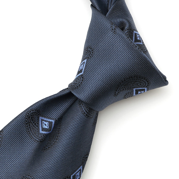  フランコスパダ ネクタイ ペイズリー 小紋柄 京都産 シルク100％ 日本製 ブランド 手縫い 結婚式 化粧箱付き ブルー ネイビー 青色 ビジネス 仕事 披露宴 スーツ フォーマル 30代 40代 50代 60代 シンプル おしゃれ 高級 西陣織 京丹後 Franco Spada