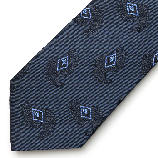  フランコスパダ ネクタイ ペイズリー 小紋柄 京都産 シルク100％ 日本製 ブランド 手縫い 結婚式 化粧箱付き ブルー ネイビー 青色 ビジネス 仕事 披露宴 スーツ フォーマル 30代 40代 50代 60代 シンプル おしゃれ 高級 西陣織 京丹後 Franco Spada