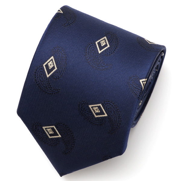フランコ スパダ(Franco Spada) ペイズリー 小紋柄 手縫い ネクタイ [fra0082] ネイビー