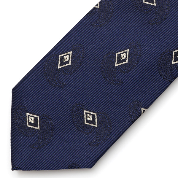 フランコスパダ ネクタイ ペイズリー 小紋柄 京都産 シルク100％ 日本製 ブランド 手縫い 結婚式 化粧箱付き ブルー ネイビー 青色 ビジネス 仕事 披露宴 スーツ フォーマル 30代 40代 50代 60代 シンプル おしゃれ 高級 西陣織 京丹後 Franco Spada