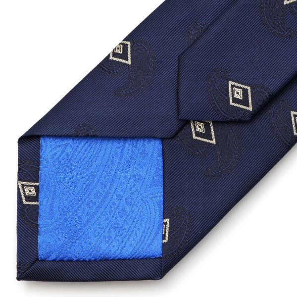  フランコスパダ ネクタイ ペイズリー 小紋柄 京都産 シルク100％ 日本製 ブランド 手縫い 結婚式 化粧箱付き ブルー ネイビー 青色 ビジネス 仕事 披露宴 スーツ フォーマル 30代 40代 50代 60代 シンプル おしゃれ 高級 西陣織 京丹後 Franco Spada