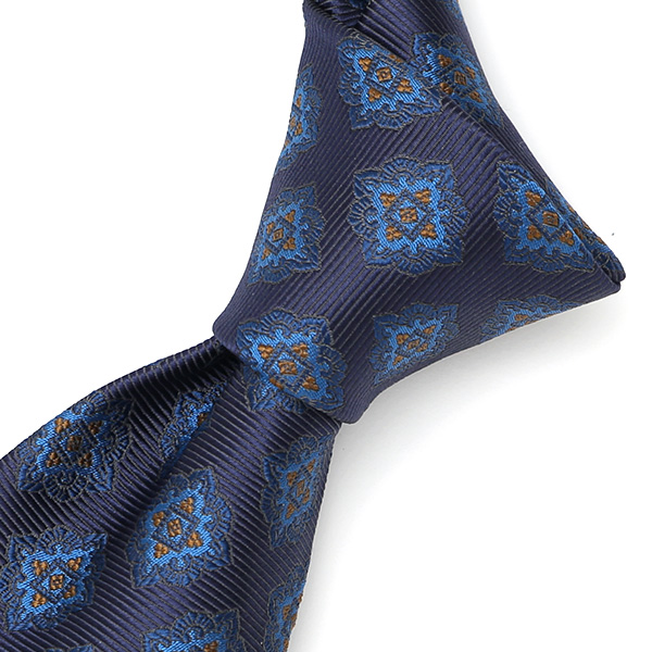  フランコスパダ ネクタイ 超低速織り 最高級モデル メダリオン 小紋柄 京都産 シルク100％ ブルー ネイビー 青色 日本製 ブランド 手縫い 結婚式 化粧箱付き ビジネス 仕事 披露宴 スーツ フォーマル 30代 40代 50代 60代 西陣織 京丹後 Franco Spada