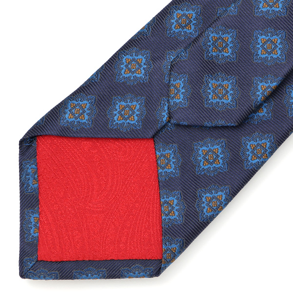  フランコスパダ ネクタイ 超低速織り 最高級モデル メダリオン 小紋柄 京都産 シルク100％ ブルー ネイビー 青色 日本製 ブランド 手縫い 結婚式 化粧箱付き ビジネス 仕事 披露宴 スーツ フォーマル 30代 40代 50代 60代 西陣織 京丹後 Franco Spada