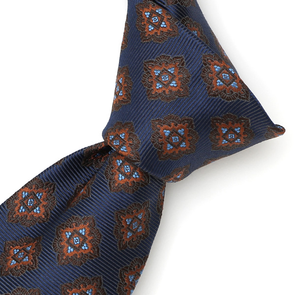  フランコスパダ ネクタイ 超低速織り 最高級モデル メダリオン 小紋柄 京都産 シルク100％ ブルー ネイビー 青色 日本製 ブランド 手縫い 結婚式 化粧箱付き ビジネス 仕事 披露宴 スーツ フォーマル 30代 40代 50代 60代 西陣織 京丹後 Franco Spada