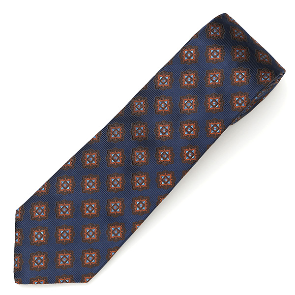  フランコスパダ ネクタイ 超低速織り 最高級モデル メダリオン 小紋柄 京都産 シルク100％ ブルー ネイビー 青色 日本製 ブランド 手縫い 結婚式 化粧箱付き ビジネス 仕事 披露宴 スーツ フォーマル 30代 40代 50代 60代 西陣織 京丹後 Franco Spada