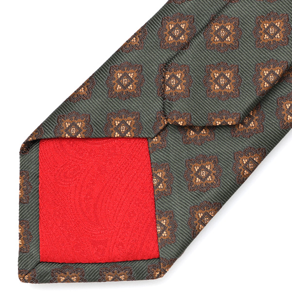  フランコスパダ ネクタイ 超低速織り 最高級モデル メダリオン 小紋柄 京都産 シルク100％ グリーン 緑色 日本製 ブランド 手縫い 結婚式 化粧箱付き ビジネス 仕事 披露宴 スーツ フォーマル 30代 40代 50代 60代 西陣織 京丹後 Franco Spada