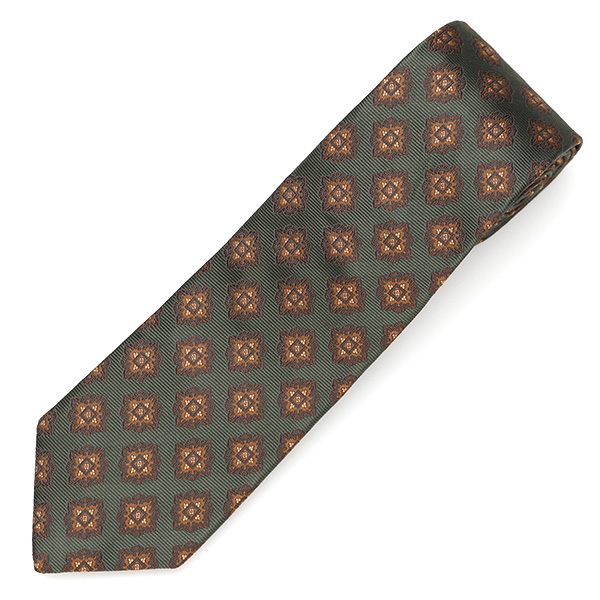  フランコスパダ ネクタイ 超低速織り 最高級モデル メダリオン 小紋柄 京都産 シルク100％ グリーン 緑色 日本製 ブランド 手縫い 結婚式 化粧箱付き ビジネス 仕事 披露宴 スーツ フォーマル 30代 40代 50代 60代 西陣織 京丹後 Franco Spada