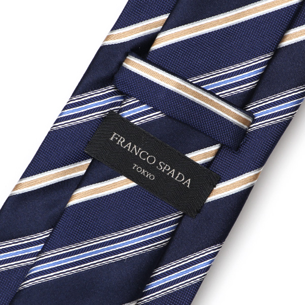  フランコスパダ ネクタイ ストライプ レジメンタル ブルー ネイビー 青色 日本製 ブランド 京都産 シルク100％ 高級 結婚式 披露宴 ビジネス プレゼント ギフト 30代 40代 50代 60代 おしゃれ 仕事 Franco Spada