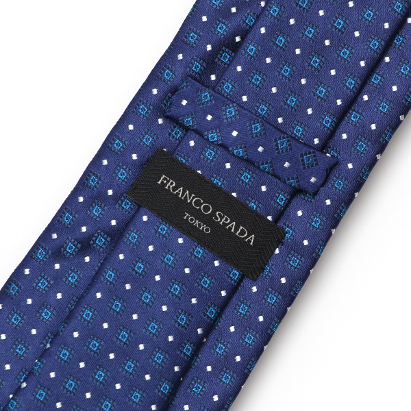  フランコスパダ ネクタイ ドット 小紋柄 ブルー ネイビー 青色 日本製 ブランド 京都産 シルク100％ 高級 結婚式 披露宴 ビジネス プレゼント ギフト 30代 40代 50代 60代 おしゃれ 仕事 Franco Spada