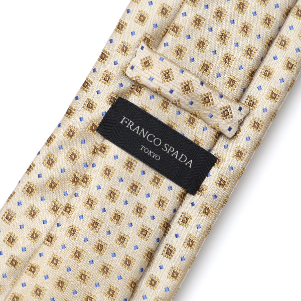  フランコスパダ ネクタイ ドット 小紋柄 イエロー 黄色 日本製 ブランド 京都産 シルク100％ 高級 結婚式 披露宴 ビジネス プレゼント ギフト 30代 40代 50代 60代 おしゃれ 仕事 Franco Spada