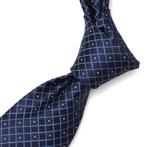  フランコスパダ ネクタイ ドット 格子柄 ブルー ネイビー 青色 日本製 ブランド 京都産 シルク100％ 高級 結婚式 披露宴 ビジネス プレゼント ギフト 30代 40代 50代 60代 おしゃれ 仕事 Franco Spada