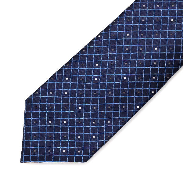  フランコスパダ ネクタイ ドット 格子柄 ブルー ネイビー 青色 日本製 ブランド 京都産 シルク100％ 高級 結婚式 披露宴 ビジネス プレゼント ギフト 30代 40代 50代 60代 おしゃれ 仕事 Franco Spada