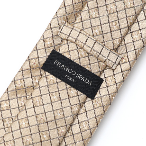  フランコスパダ ネクタイ ドット 格子柄 イエロー 黄色 日本製 ブランド 京都産 シルク100％ 高級 結婚式 披露宴 ビジネス プレゼント ギフト 30代 40代 50代 60代 おしゃれ 仕事 Franco Spada