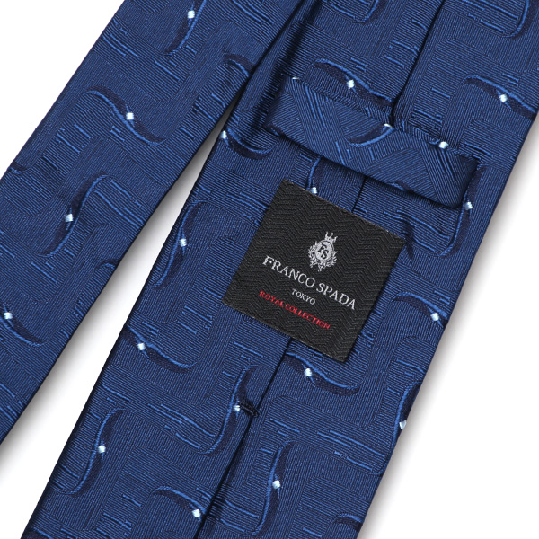  ネクタイ 総柄 ヴィンテージ ジオメトリック ブルー ネイビー 青色 日本製 ブランド シルク 100％ 仕事 ビジネス 結婚式 披露宴 フランコスパダ Franco Spada