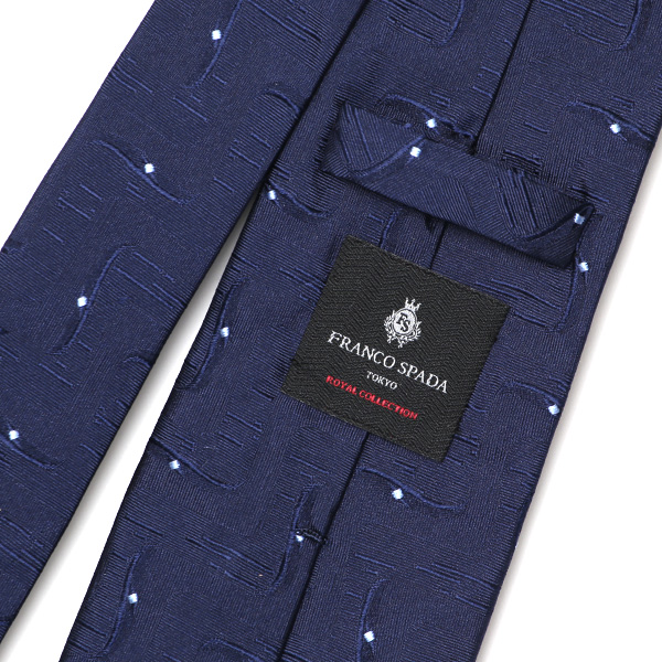  ネクタイ 総柄 ヴィンテージ ジオメトリック ブルー ネイビー 青色 日本製 ブランド シルク 100％ 仕事 ビジネス 結婚式 披露宴 フランコスパダ Franco Spada