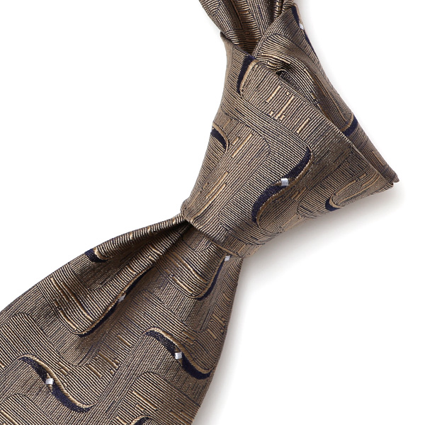  ネクタイ 総柄 ヴィンテージ ジオメトリック ベージュ 肌色 日本製 ブランド シルク 100％ 仕事 ビジネス 結婚式 披露宴 フランコスパダ Franco Spada